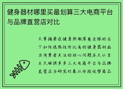 健身器材哪里买最划算三大电商平台与品牌直营店对比